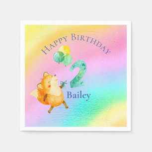 Zweite Geburtstags-Individuelle Name Rainbow Ballo Serviette