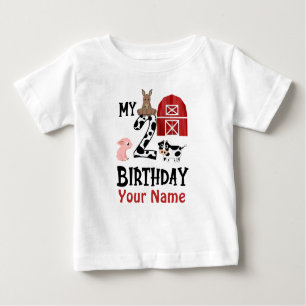 Zweite Geburtstagsfarm Tiere Personalisiert Baby T-shirt