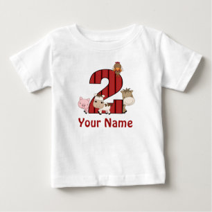 Zweite Geburtstagsfarm Tiere Personalisiertes Shir Baby T-shirt