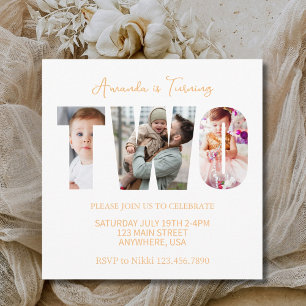 Zweite Geburtstagsparty für Girls Boys Einladung