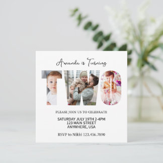 Zweite Geburtstagsparty für Girls Boys Einladung