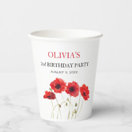 Zweite Geburtstagsparty Poppies Baby Girl Pappbecher