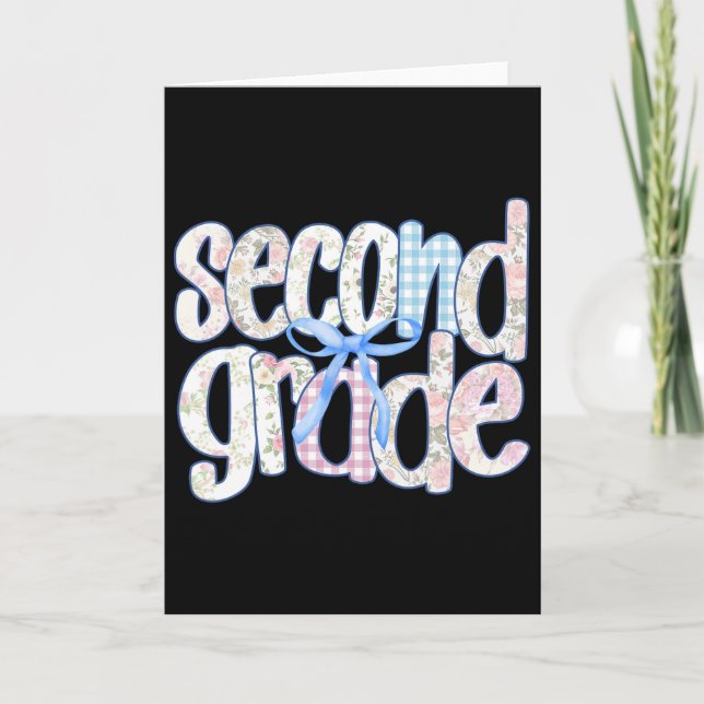 Zweite Klasse Kokette Schleife Lehrer Kinder Erste Karte (Vorderseite)