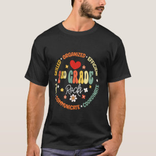Zweite Klasse Lehrer 2. Klasse Rocks Retro 1. Tag T-Shirt
