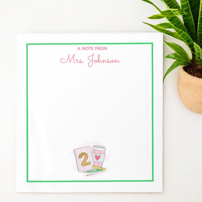 Zweite Klasse Lehrer Pink Preppy Notebook-Kaffee Notizblock (Von Creator hochgeladen)