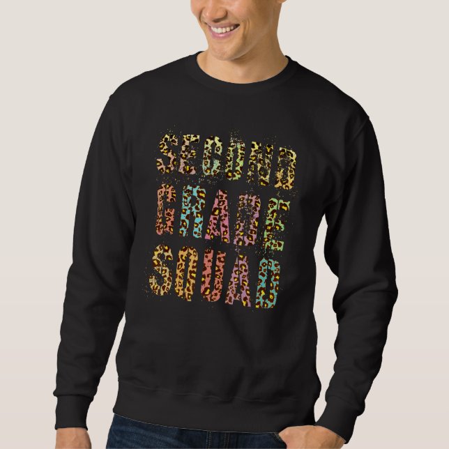 Zweite Klasse Squad Leopard Druck Lehrer Hallo 2. Sweatshirt (Vorderseite)