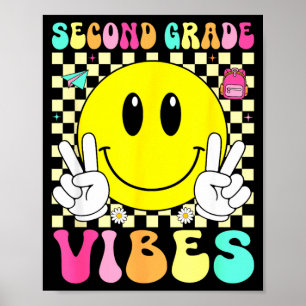 Zweite Klasse Vibes Retro-Lächeln Gesicht zurück z Poster
