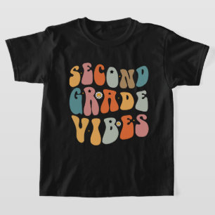 Zweite Klasse Vibes Zurück zur Schule Groovy Schul T-Shirt