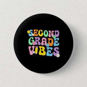 Zweite Klasse Vibes Zurück zur Schule Retro 2. Kla Button