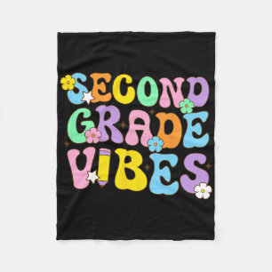 Zweite Klasse Vibes Zurück zur Schule Retro 2. Kla Fleecedecke