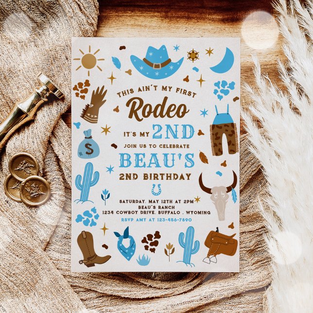 Zweite Rodeo Cowboy Wild West Birthday Party Einladung (Von Creator hochgeladen)