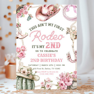 Zweite Rodeo-Cowgirl-Wild-West-Geburtstagsfeier Einladung
