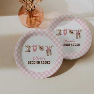 Zweite Rodeo Pink Western Cowboy 2. Geburtstag Pappteller