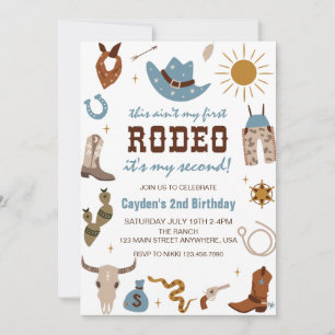 Zweite Rodeo Western Cowboy 2. Geburtstagseinladun Einladung