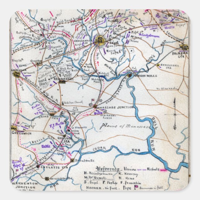 Zweite Schlacht bei Bull Run 4 Quadratischer Aufkleber (Vorderseite)