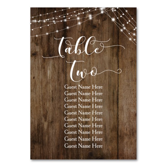 Zweite Tabelle Holz & Licht mit Gästekarte Tischnummer (Vorderseite)