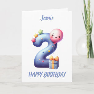 ZWEITER GEBURTSTAG BALLOONS GLÜCKLICH GEBURTSTAG KARTE
