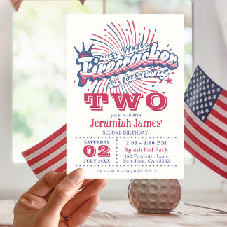 Zweiter Geburtstag Patriotic One Little Firecracke Einladung