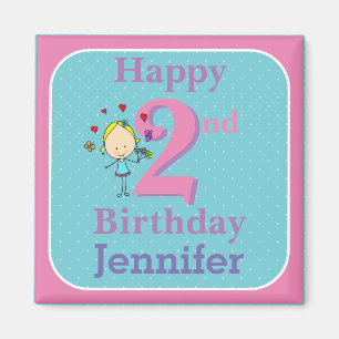 Zweiter Geburtstag, Zwei Jahre Alt, Mädchen Magnet