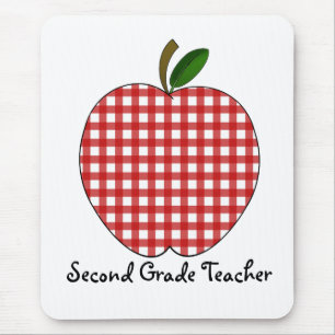 Zweiter Grad-Lehrer-roter Gingham Apple Mousepad
