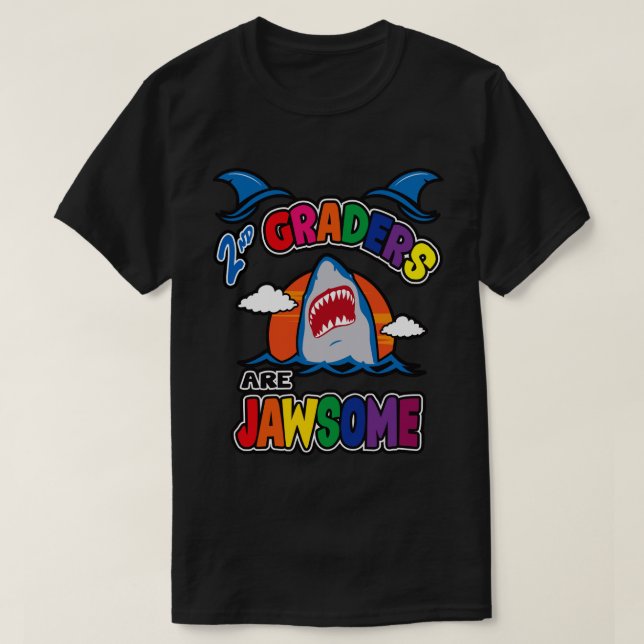 Zweiter Grad Zurück zur Schule Hai Jungen Mädchen  T-Shirt (Design vorne)