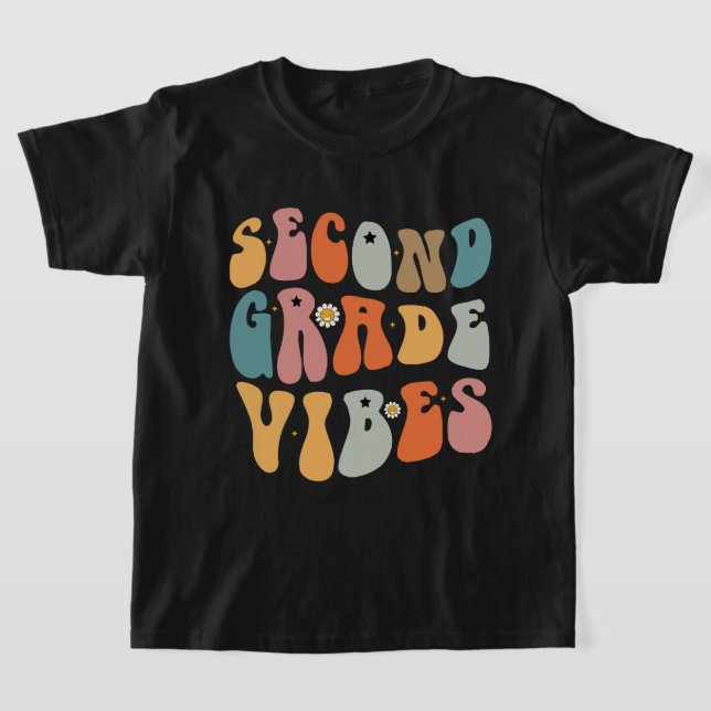 Zweiter Grade Vibes zurück zur Schule Groovy Schoo T-Shirt (Ablage )