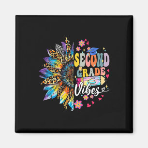 Zweiter Grade Vibes Zurück zur Schule Leopard Sunf Magnet