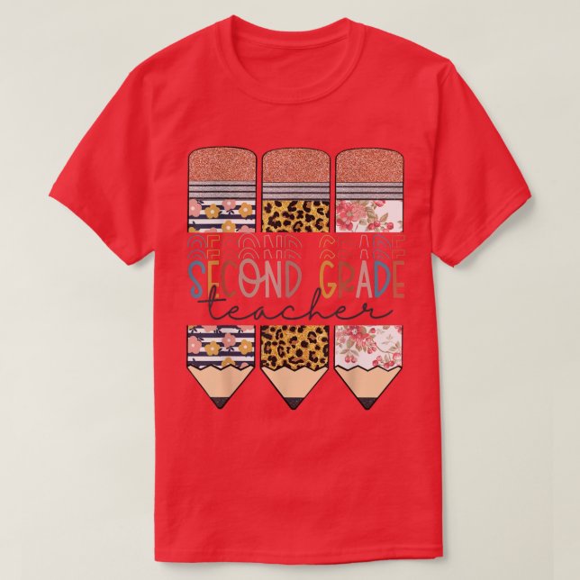 Zweiter Lehrer Funny Leopard Stift zurück  T-Shirt (Design vorne)