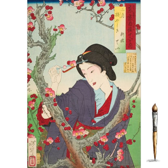 Zweiter Monat; Tei von Shinbashi durch einen Pflau Seidenpapier (Von Creator hochgeladen)