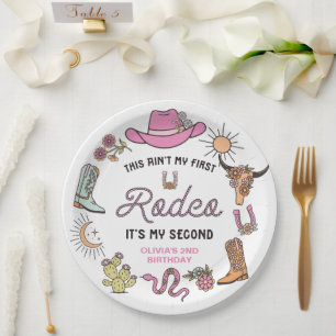 Zweiter Rodeo Pink Western Cowboy 2. Geburtstag Pappteller