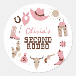 Zweiter Rodeo Pink Western Cowboy 2. Geburtstag Runder Aufkleber