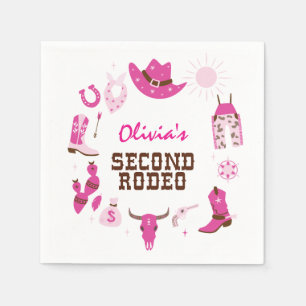 Zweiter Rodeo Pink Western Cowboy 2. Geburtstag Serviette
