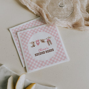 Zweiter Rodeo Pink Western Cowboy 2. Geburtstag Serviette