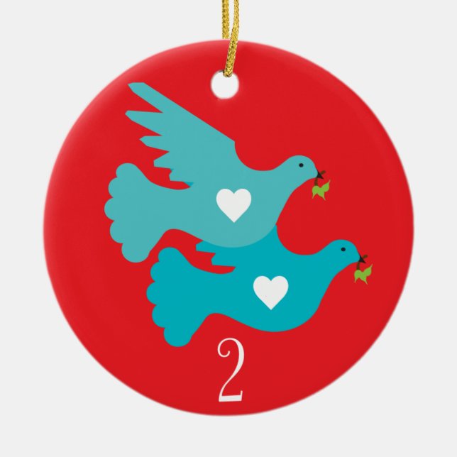Zweiter Tag der Weihnachtsverzierung Keramikornament (Vorne)