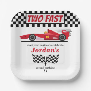 Zweites Geburtstag Red Race Car zwei schnell Pappteller
