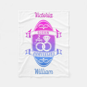 Zweites Hochzeitstag traditionelle Baumwolle Fleecedecke