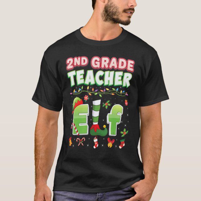 Zweitklass-Lehrer-Elf-Weihnachtslicht-Pulli-Hässli T-Shirt (Vorderseite)