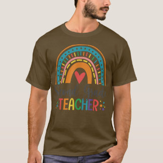 Zweitklasslehrer Lustiges Farbige Regenbogen Zurüc T-Shirt
