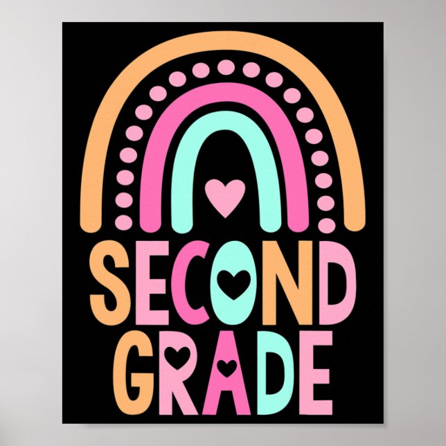 Zweitklässler Regenbogen Mädchen Jungen Lehrer Süß Poster (Vorne)