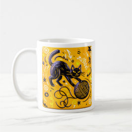 Zweitönige schwarze Katze Kaffeetasse