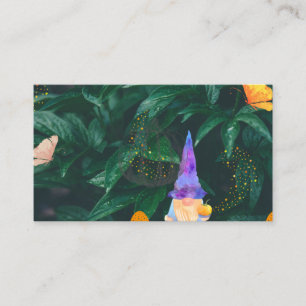 Zwerg mit Kürbis und Zauberpilzen und Schmetterli Visitenkarte