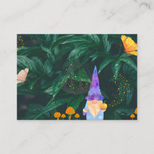 Zwerg mit Kürbis und Zauberpilzen und Schmetterlin Visitenkarte