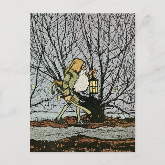Zwerg mit Lattern Postkarte (Vorderseite)