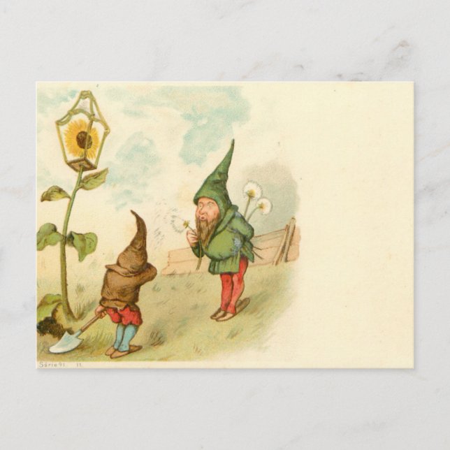 Zwerg und Löwenzahn Postkarte (Vorderseite)