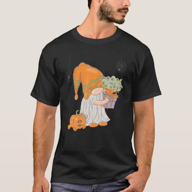 Zwergballons Fledermäuse-Schädel-Gnome Halloween-K T-Shirt (Vorderseite)