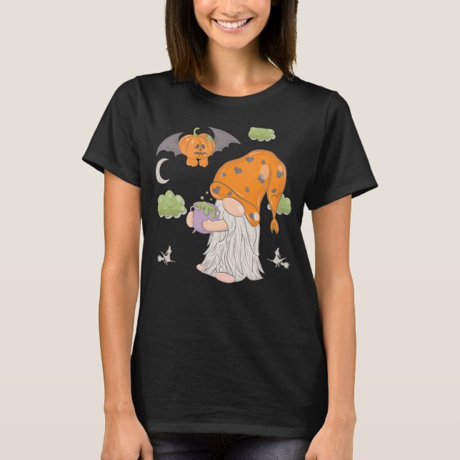 Zwergballons Fledermäuse-Schädel-Gnome Halloween-K T-Shirt (Vorderseite)