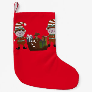 Zwerge mit Geschenken für Kinder. Kleiner Weihnachtsstrumpf