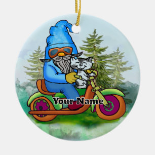 Zwergen Biker Keramik Ornament