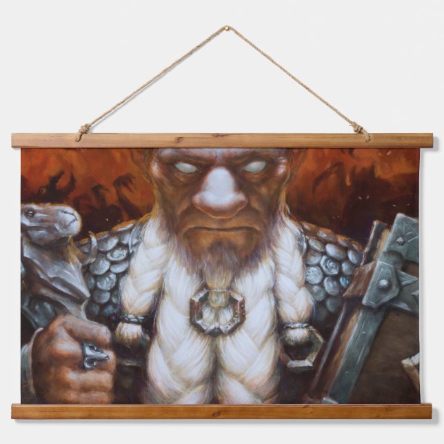 Zwergmagie Wandteppich Mit Holzrahmen (Vorne)