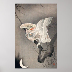 Zwergohreule im Mondlicht von Ohara Koson (1877–19 Poster